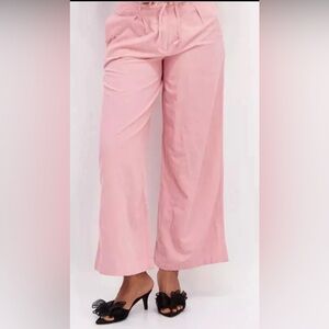 Band Of The Free Blush Linen Blend High Waist Wide Leg Pants Women’s Siz…